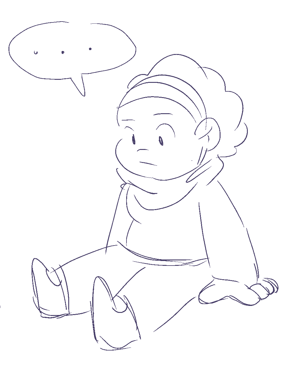 Jas sitting with an elipses thought bubble.