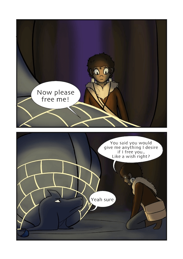 The alien once again begs for freedom, the human asks about this offer of anything she desires, which the alien reconfirms.